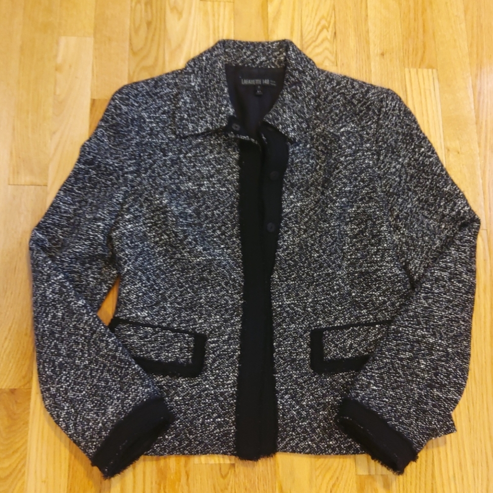 Lafayette 148 New York Womens Tweed Blazer 6 Wool Snap Academia Old Money Preppy